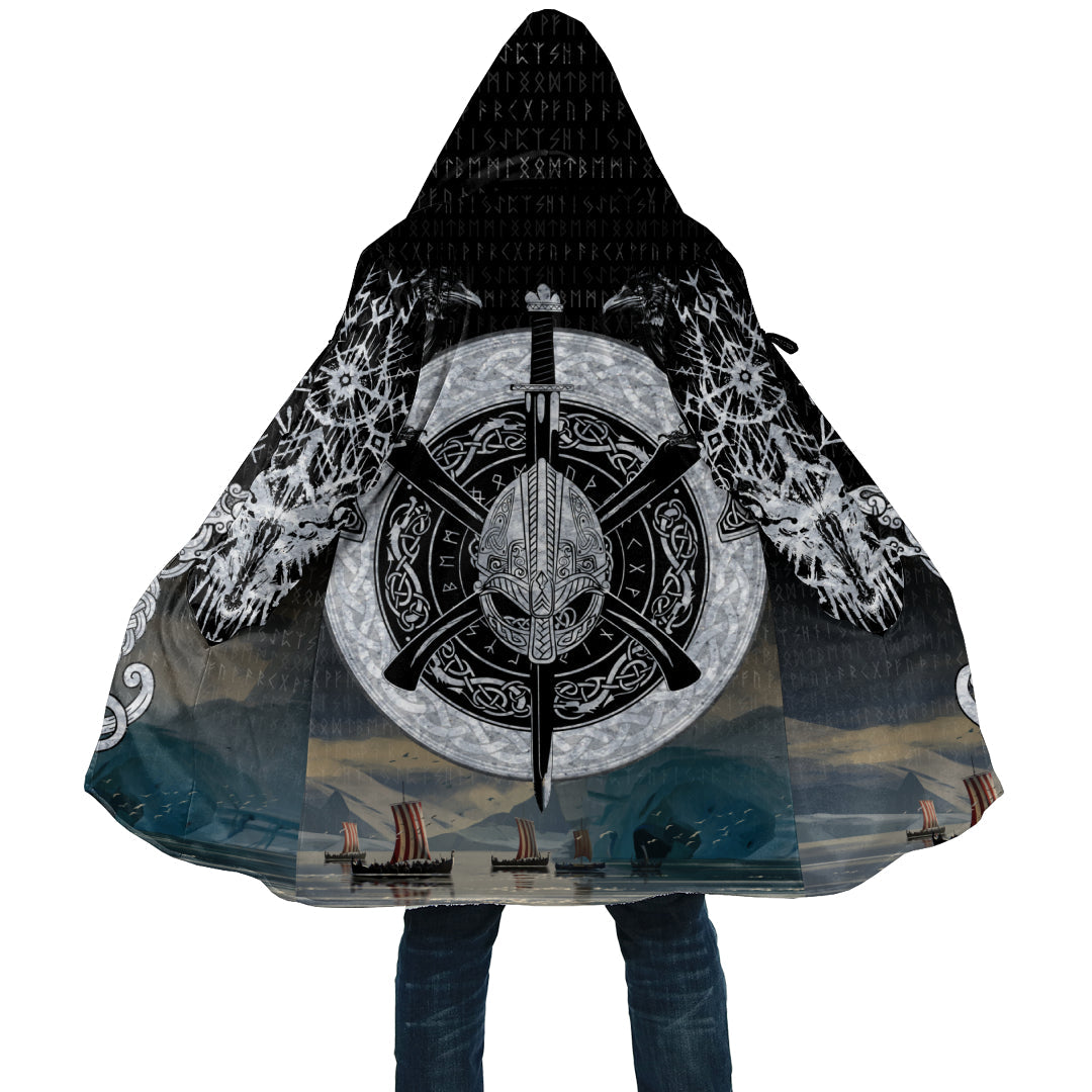 Ancient Tattoo With Viking Style Battle Background Cloak