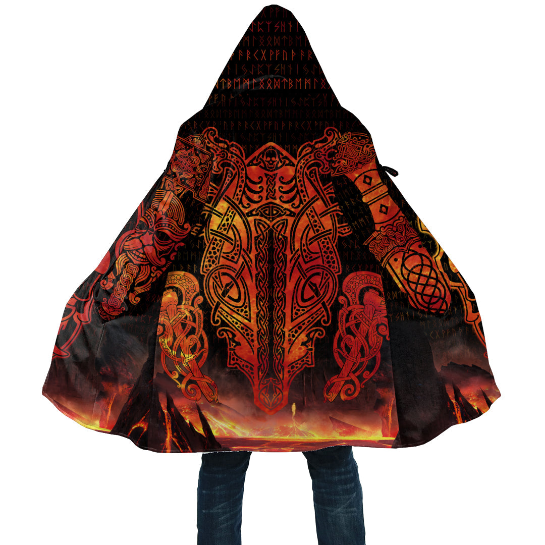 Ancient Viking Tattoo With Hell Background Cloak