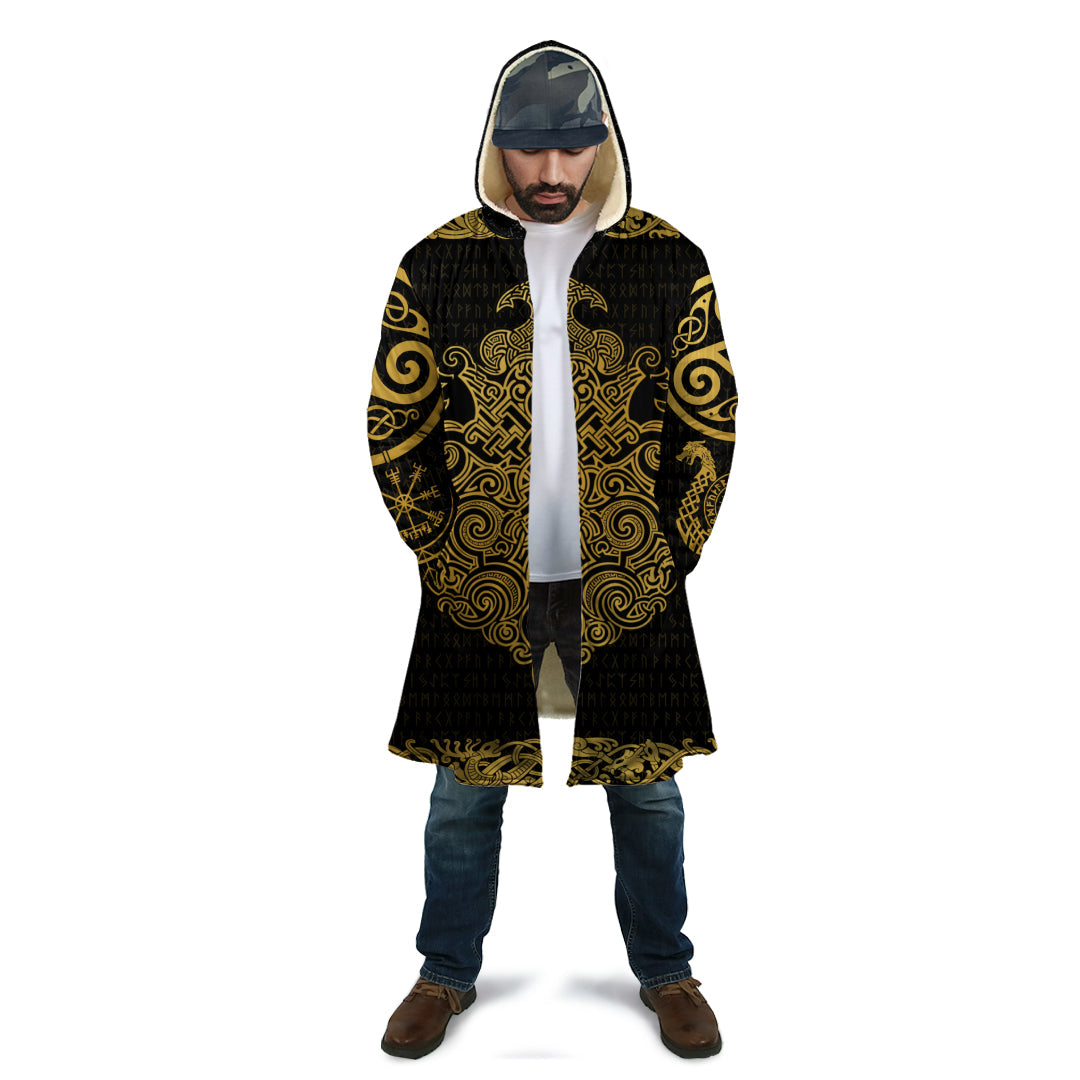 Celtic Style Yggdarsil Pattern In Gold Cloak