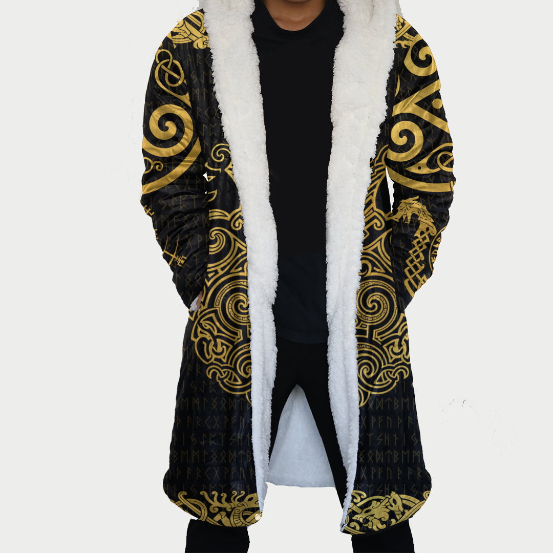 Celtic Style Yggdarsil Pattern In Gold Cloak