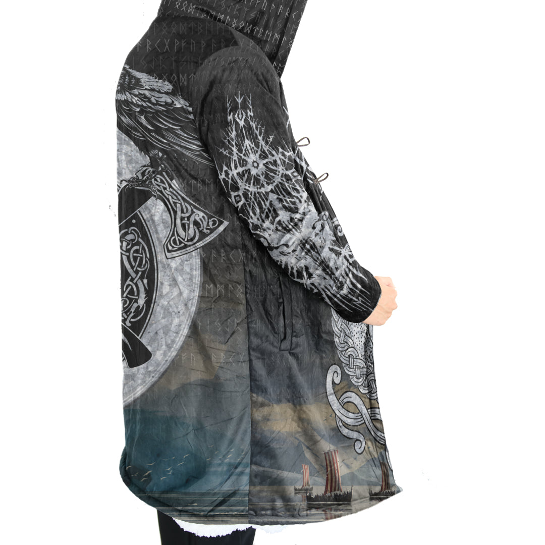 Ancient Tattoo With Viking Style Battle Background Cloak