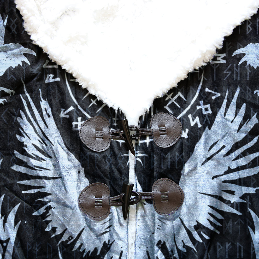 Ancient Viking Winter With Raven And Vegivsir Tattoo Cloak