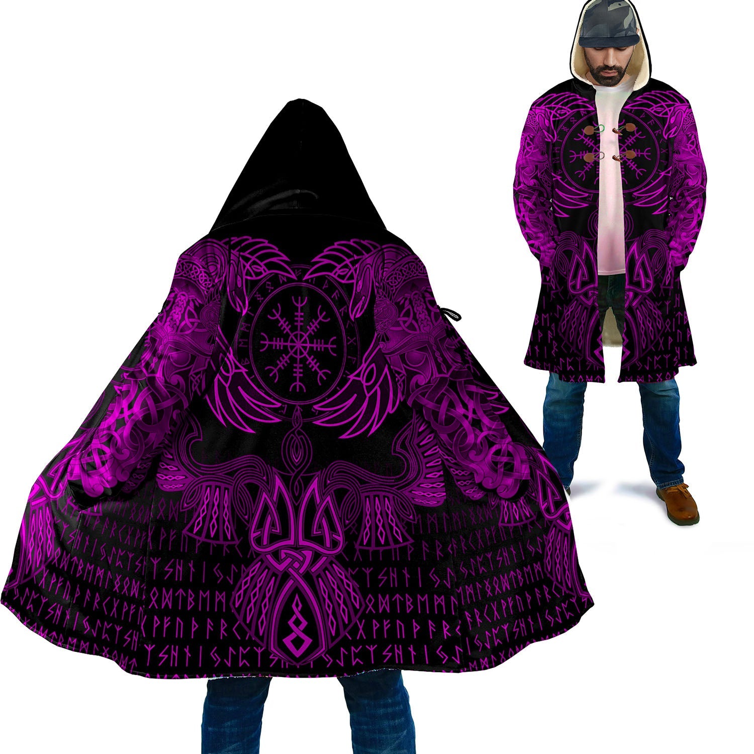 Premium Cloak Raven Of Odin Cyan