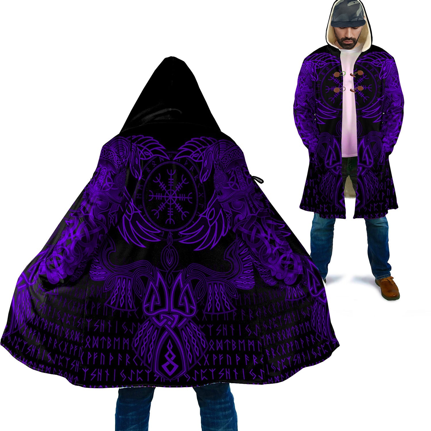 Premium Cloak Raven Of Odin Cyan