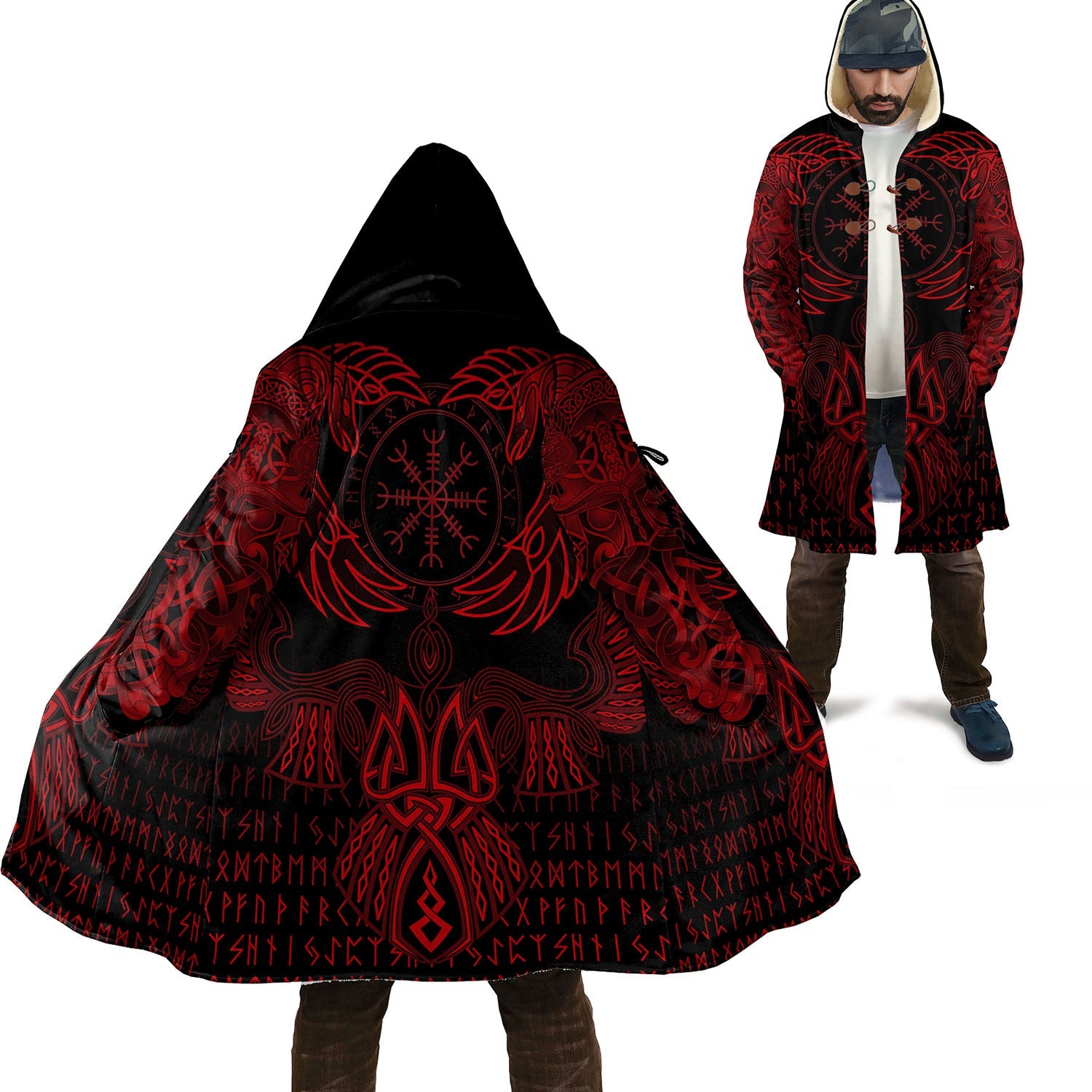 Premium Cloak Raven Of Odin Cyan