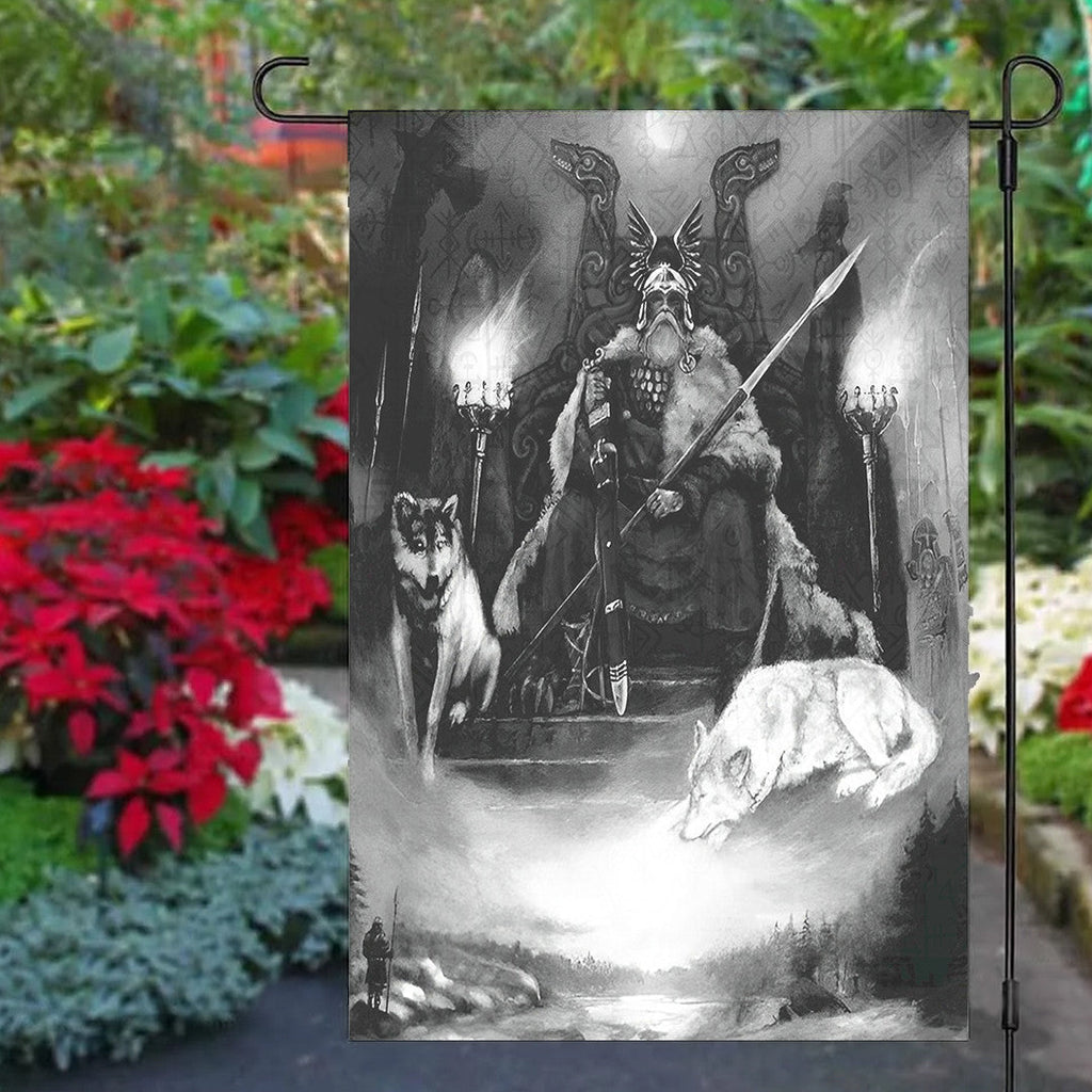 Viking Style  Garden Flag - King Odin Viking Wolf Garden Flag A35