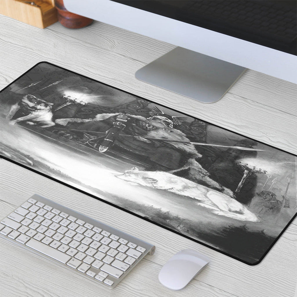 Mouse Mat - King Odin Viking Wolf Mouse Mat