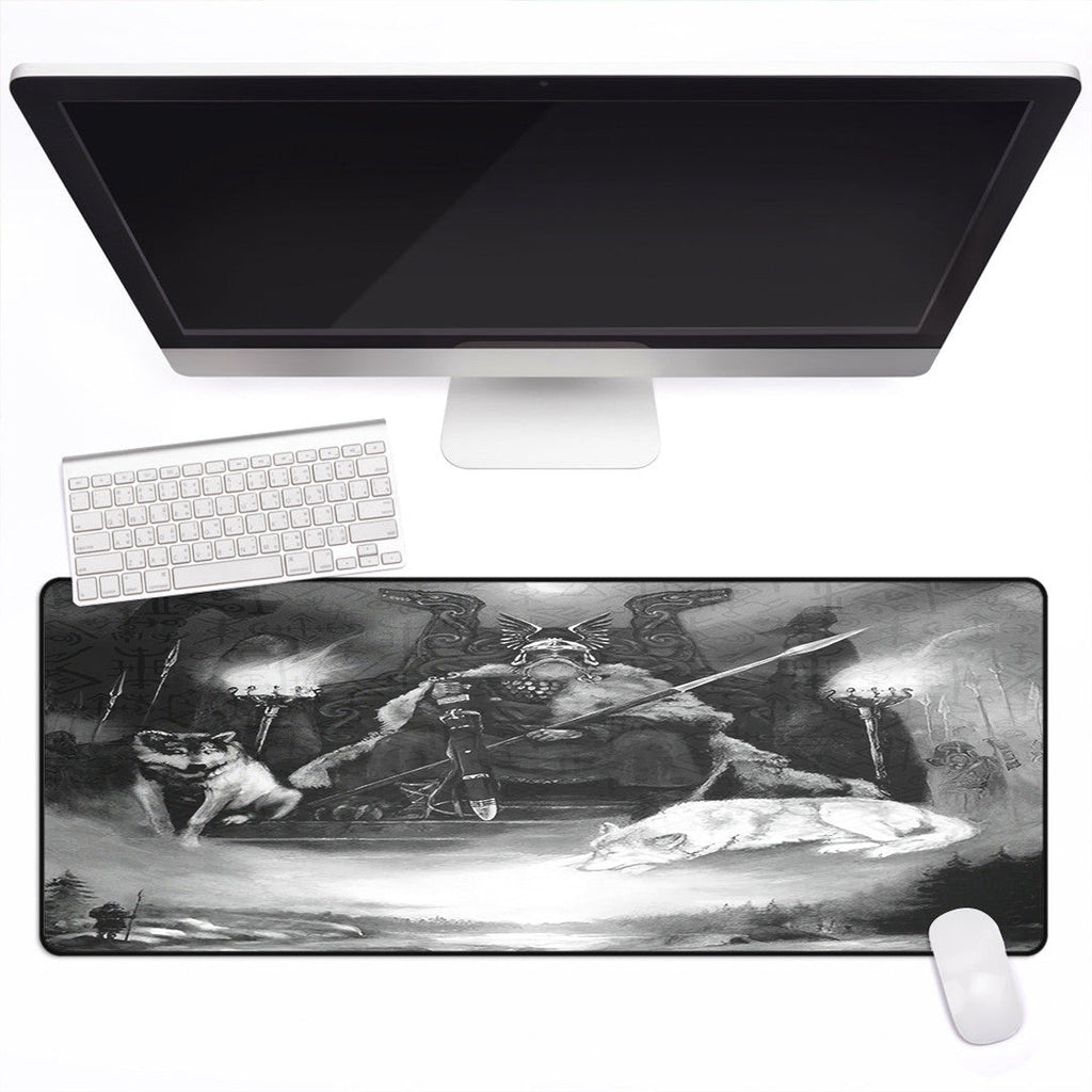 Mouse Mat - King Odin Viking Wolf Mouse Mat