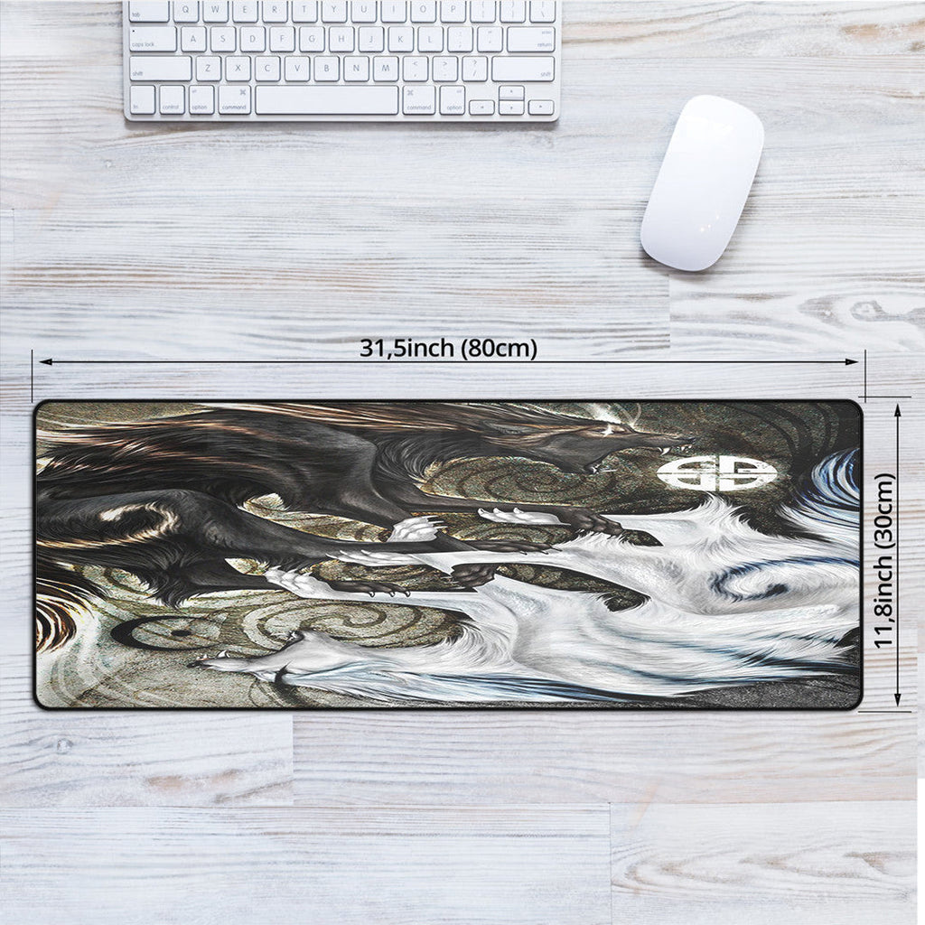 Viking Style Mouse Mat - Skoll and Hati Ying Yang Style Mouse Mat A35