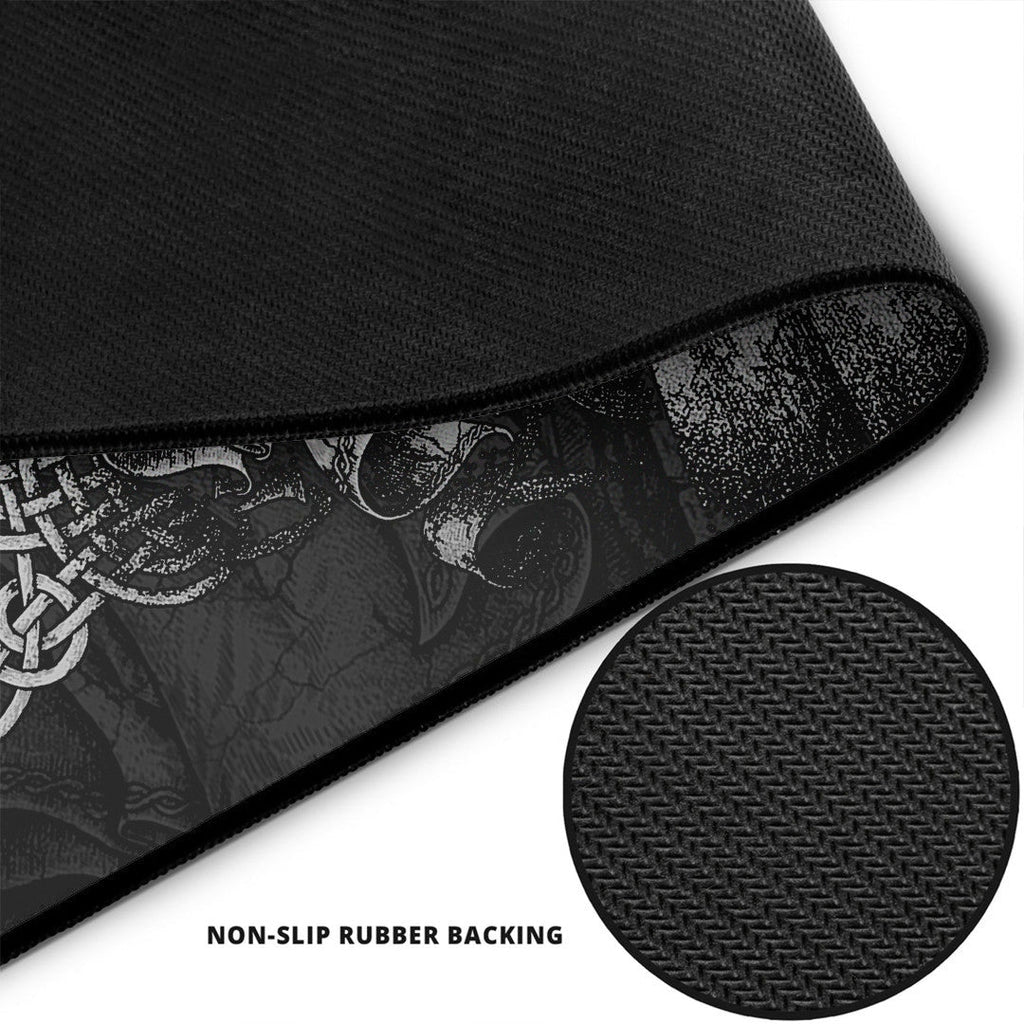 Mouse Mat - Viking Odin Tattoo and Raven Round Vector Style Mouse Mat