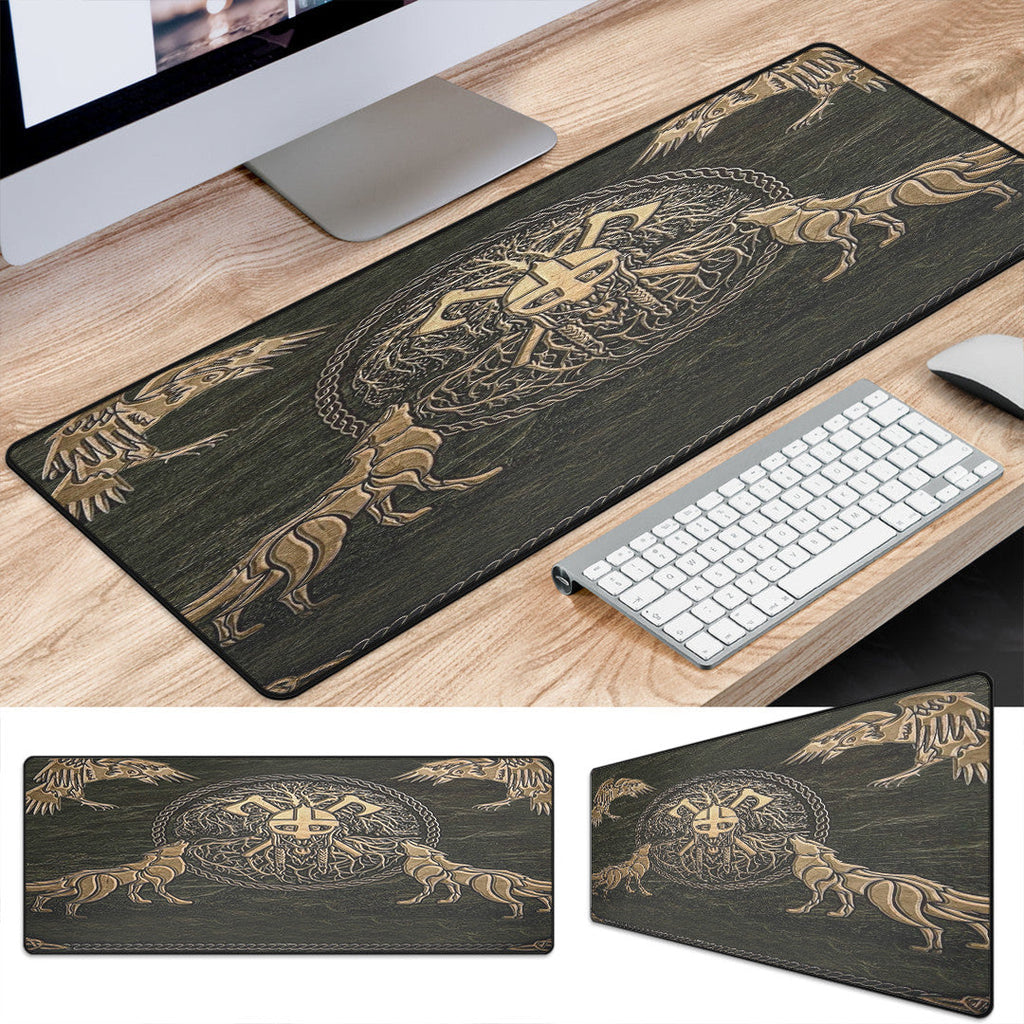 Mouse Mat - Viking Warrior Mugin and Hugin,Skoll and Hati Mouse Mat