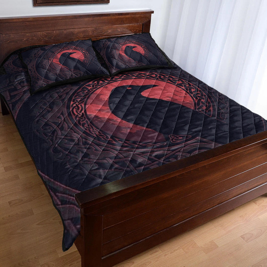 Quilt Bed Set - Viking Raven and Celtic Blood Style Quilt Bed Set
