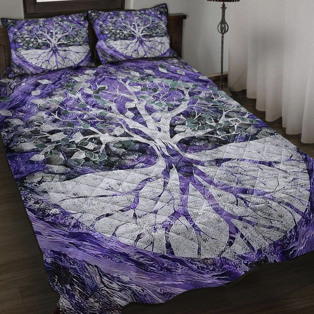 1sttheworld Quilt Bed Set - Viking Yggdrasil Tattoo and Vector Quilt Bed Set A35