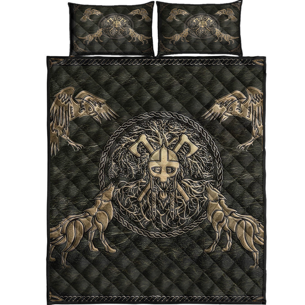 Quilt Bed Set - Viking Warrior Mugin and Hugin,Skoll and Hati Quilt Bed Set
