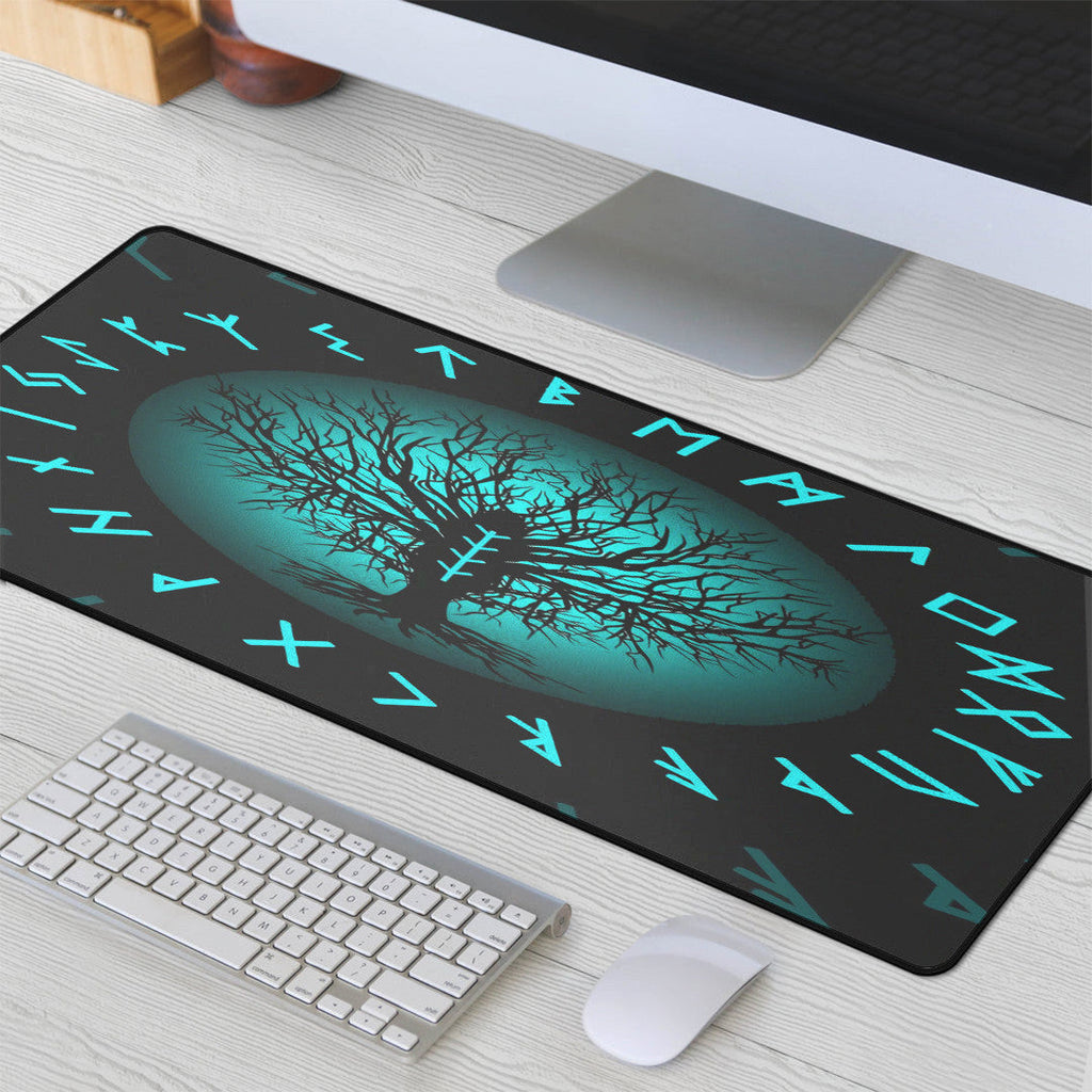 Mouse Mat - Yggdrasil and Rune Round Tattoo Mouse Mat