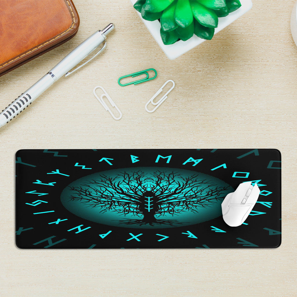 Mouse Mat - Yggdrasil and Rune Round Tattoo Mouse Mat