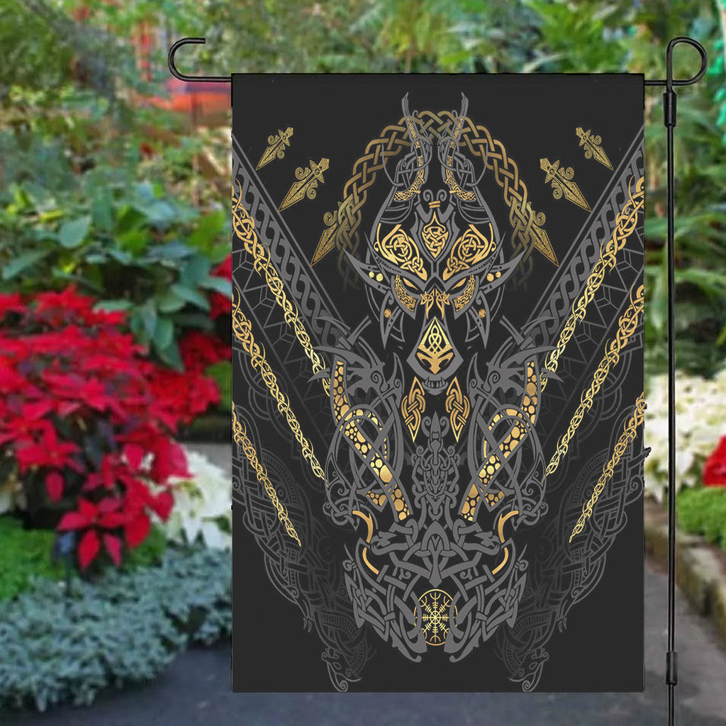 Celtic Garden Flag - Fenrir and Claw Gold-Black Garden Flag