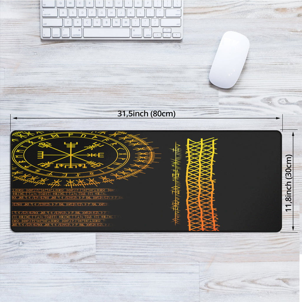 1st Ireland Celtic Mouse Mat - Vegvisir and Rune Gold Style Mouse Mat A35