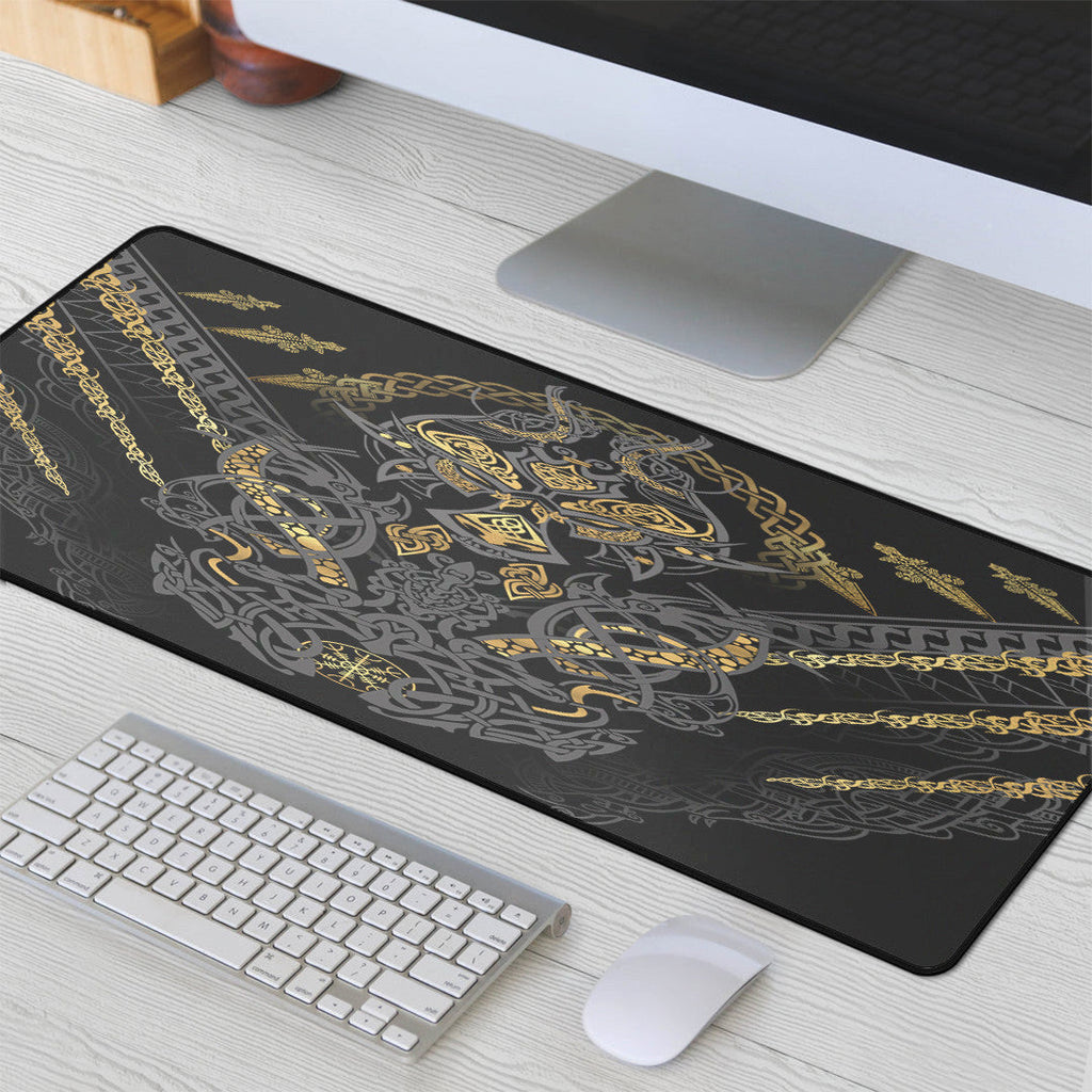 Celtic Mouse Mat - Fenrir and Claw Gold-Black Mouse Mat