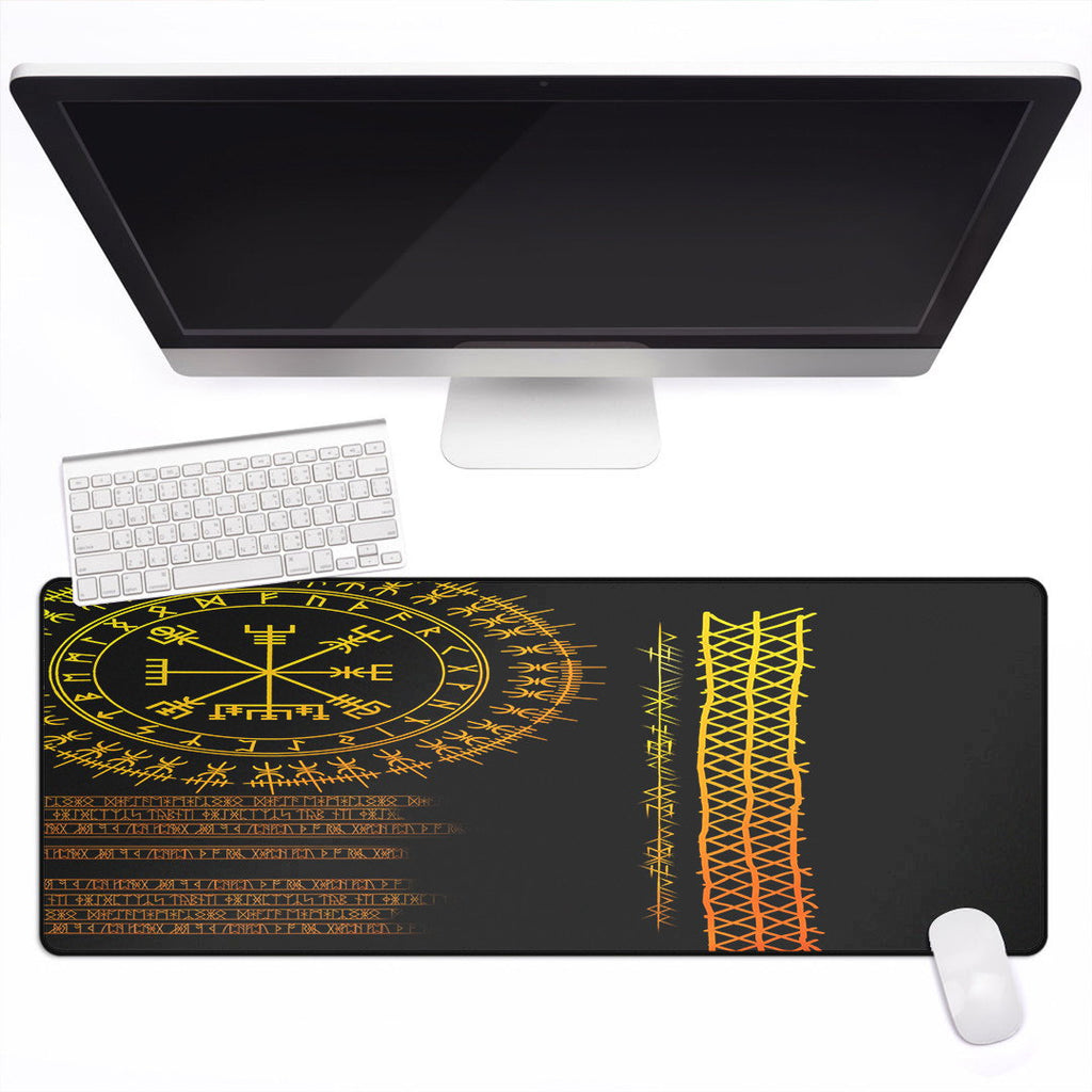 Celtic Mouse Mat - Vegvisir and Rune Gold Style Mouse Mat