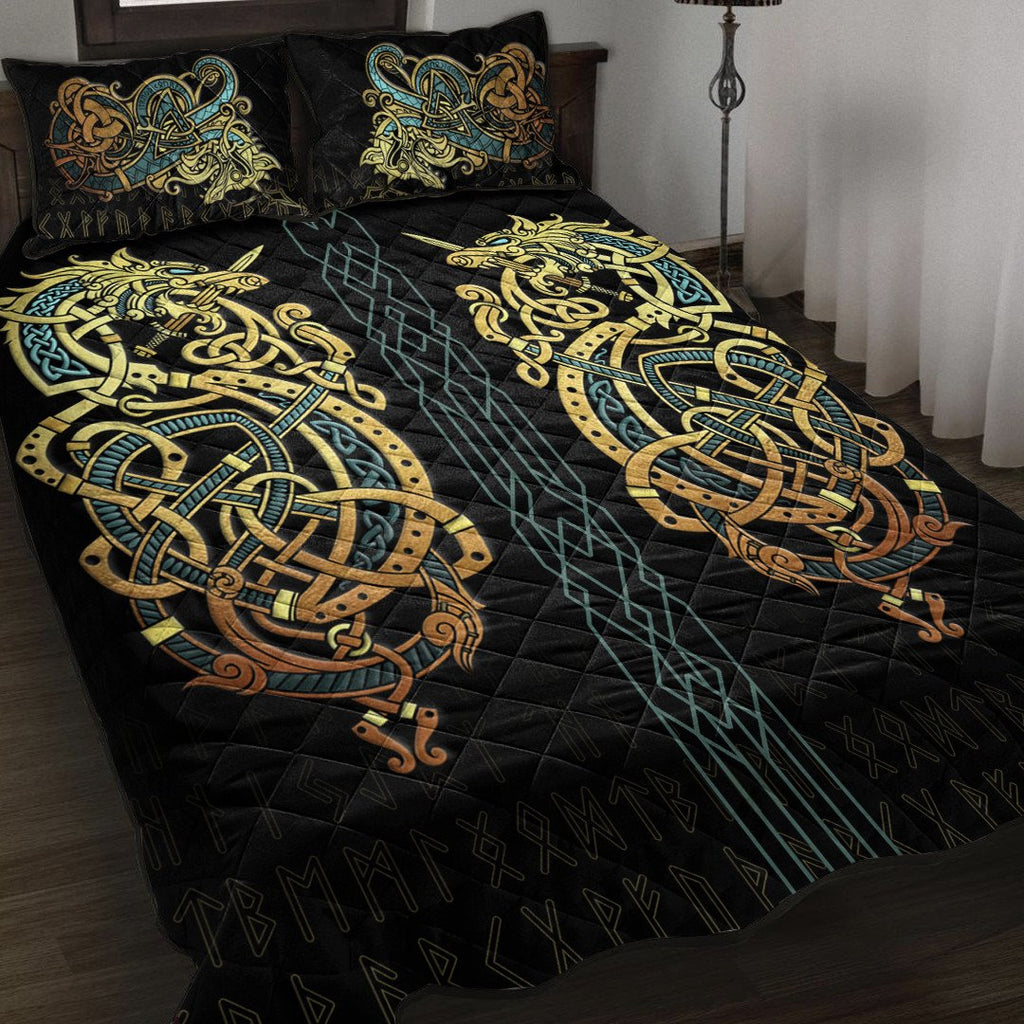 1st Ireland Celtic Quilt Bed Set - Celtic Dragon Gold Quilt Bed Set A35