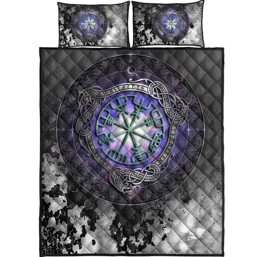 Quilt Bed Set - Viking Vegvisir and Celtic Tattoo Quilt Bed Set