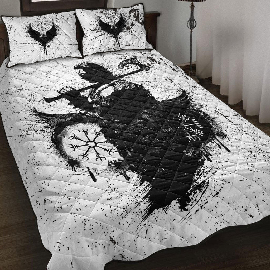 Quilt Bed Set - Viking Warrior Tattoo Black Quilt Bed Set
