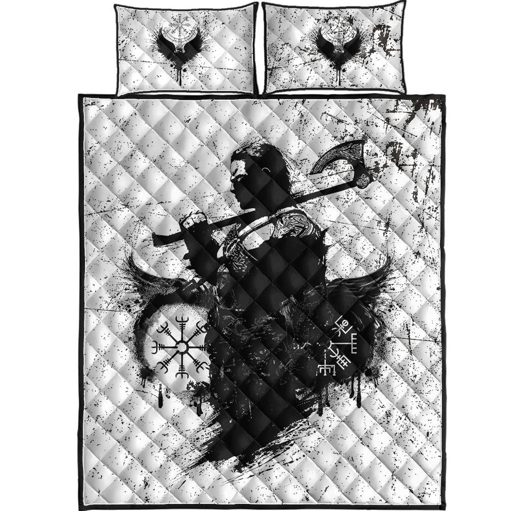 Quilt Bed Set - Viking Warrior Tattoo Black Quilt Bed Set