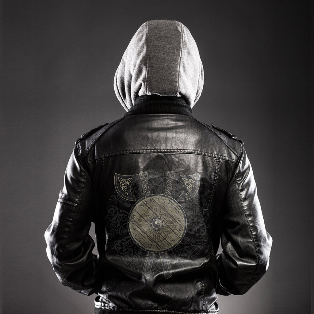 Battle Axes And Shield Leather Jacket