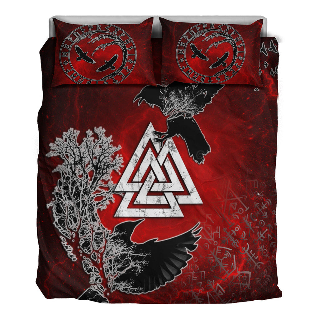 Bedding Set Hugin and Munin Valknut Helm Of Awe Rune Bedding Set