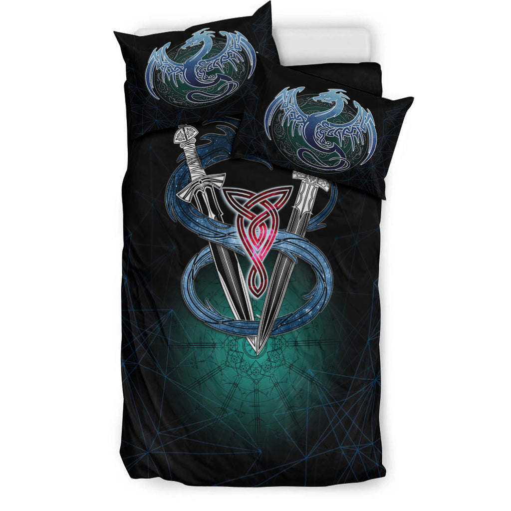 Bedding Set Dragon Sword Vegvisir Magic Bedding Set