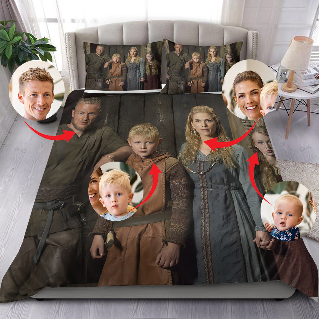 Personailzed - Personal Portrait In The Picture Family of Four Bedding Set