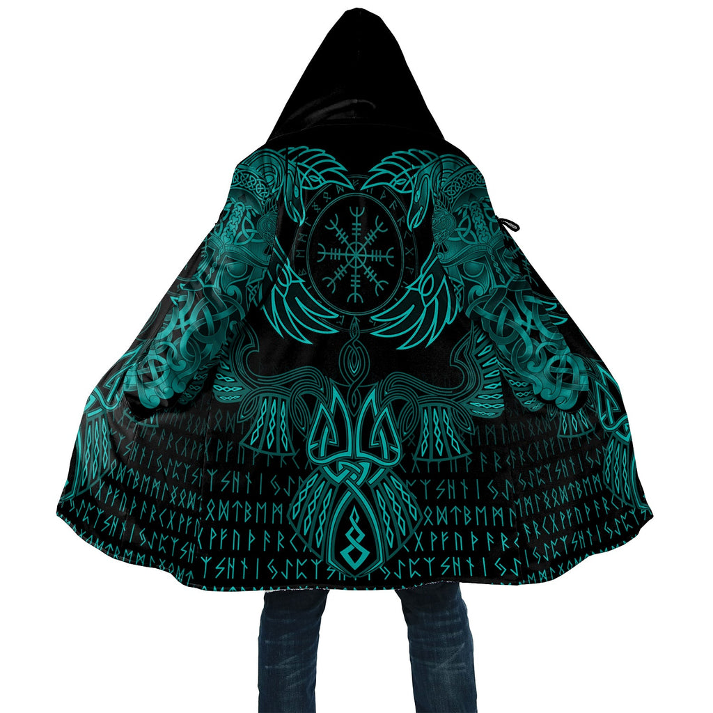 Premium Cloak Raven Of Odin Cyan