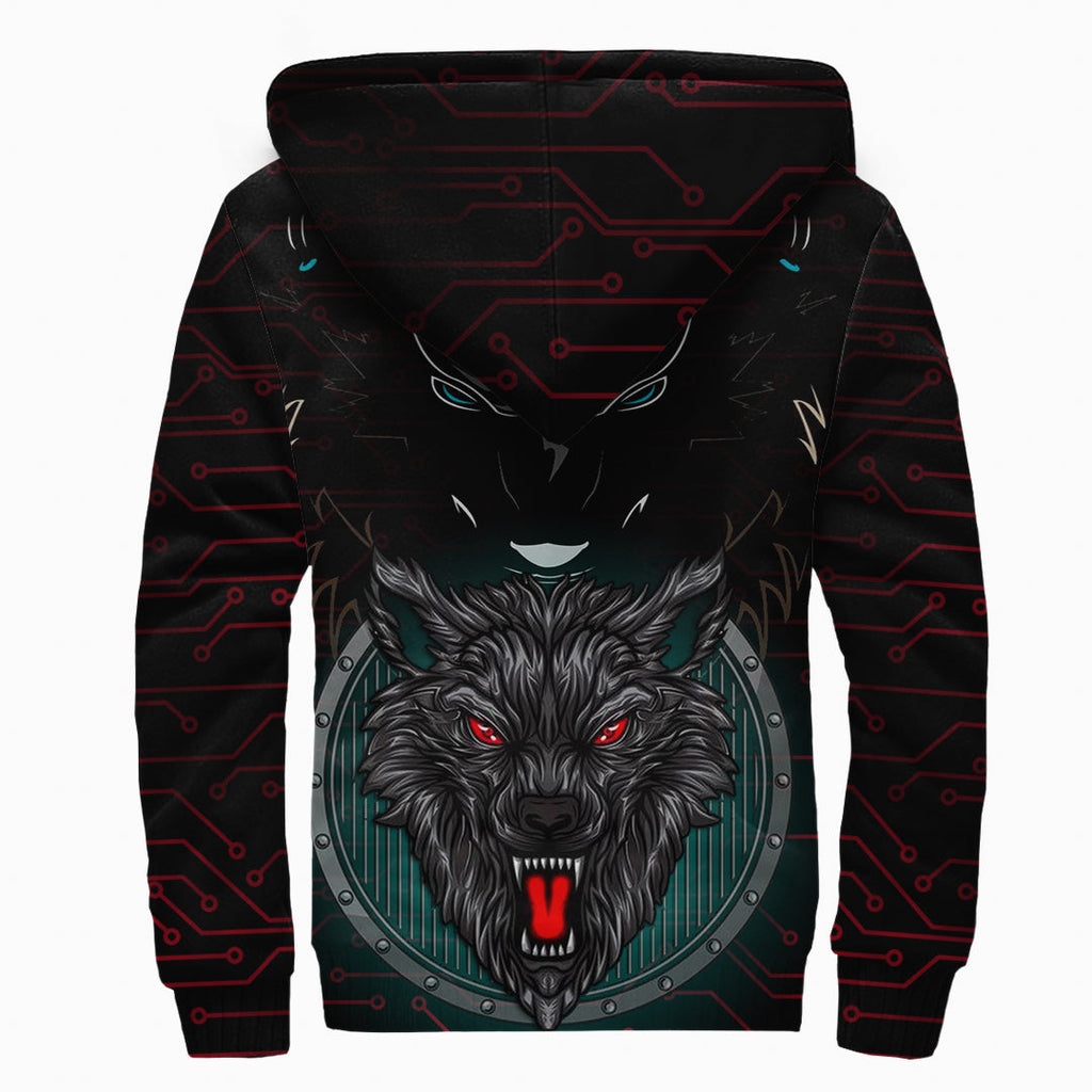 Sherpa Hoodie - Fenrir Valknut Red Line
