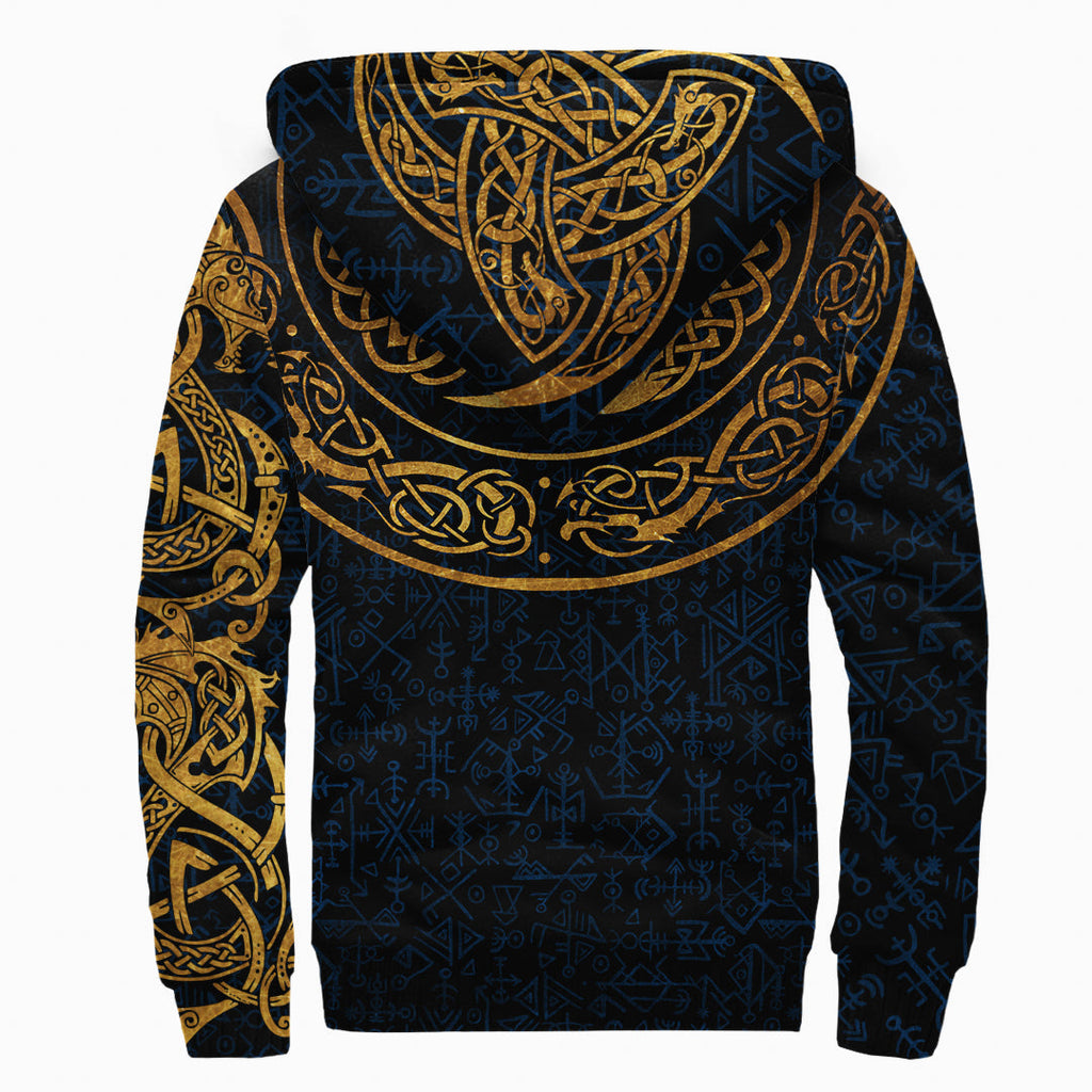Sherpa Hoodie - Gold Dragon Triple Horns Vegvisir
