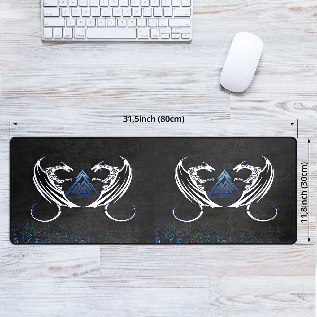 Mouse Mat - Double Dragon Valknut Rune Circle Vegvisir Mouse Mat