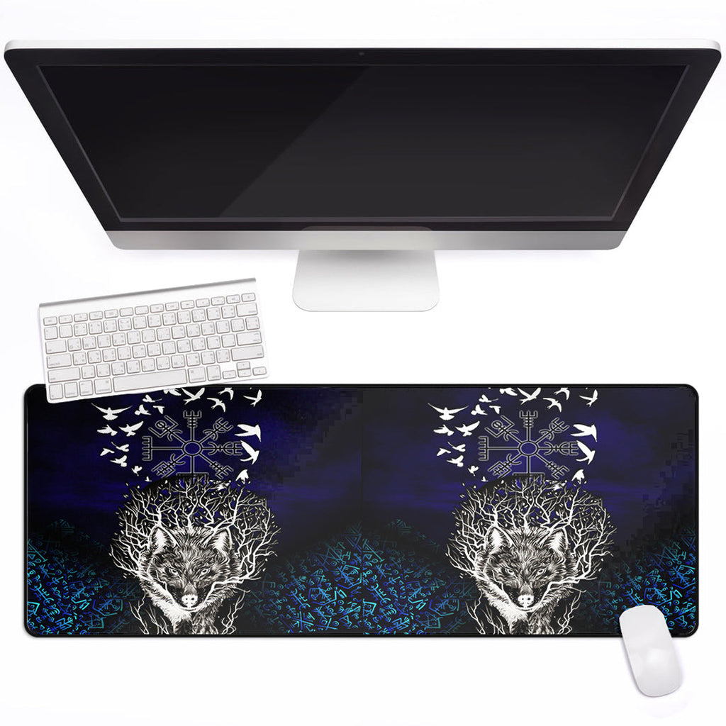 Mouse Mat - Fenrir Raven Rune Helm of Awe Mouse Mat