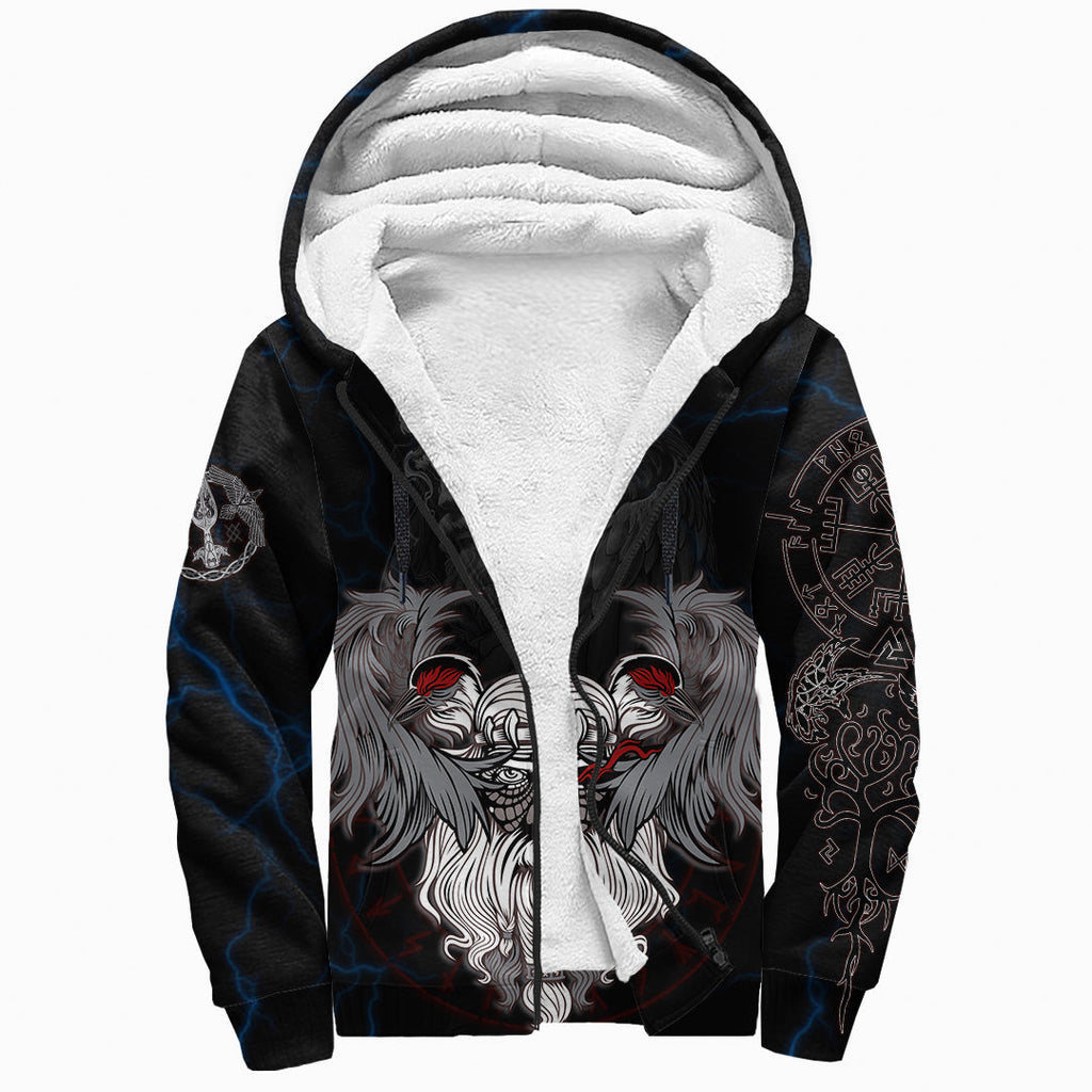 Sherpa Hoodie - Odin Hugin and Munin Rune Circle