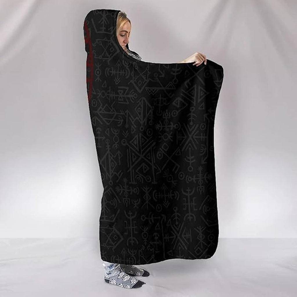 Hooded Blanket - Odin Raven Tattoo and Rune