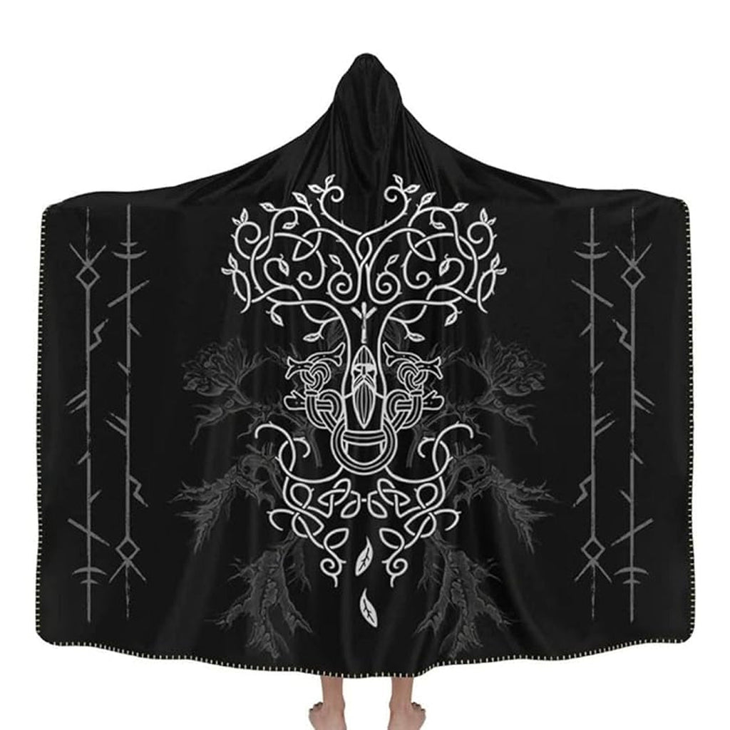 Hooded Blanket - Odin Tattoo and Yggdrasil
