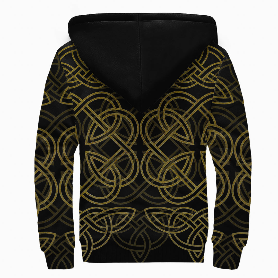 Sherpa Hoodie - Raven With Gold Background