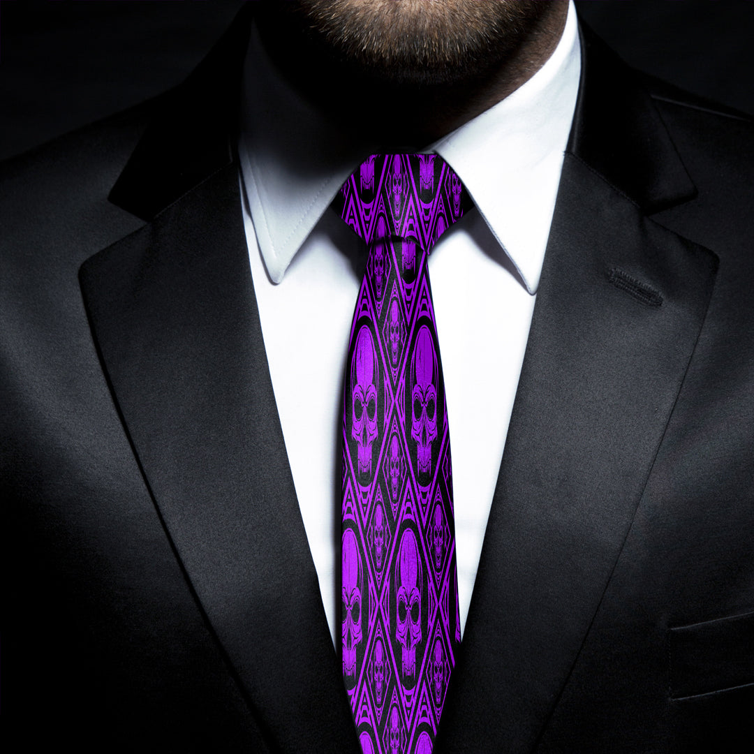 Skull Pattern Purple Necktie