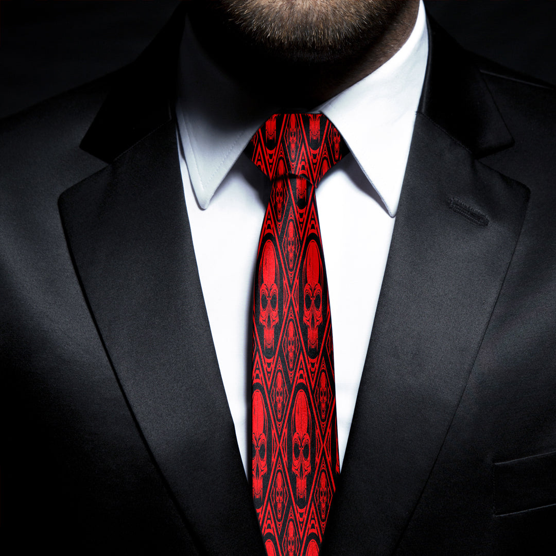 Skull Pattern Red Necktie