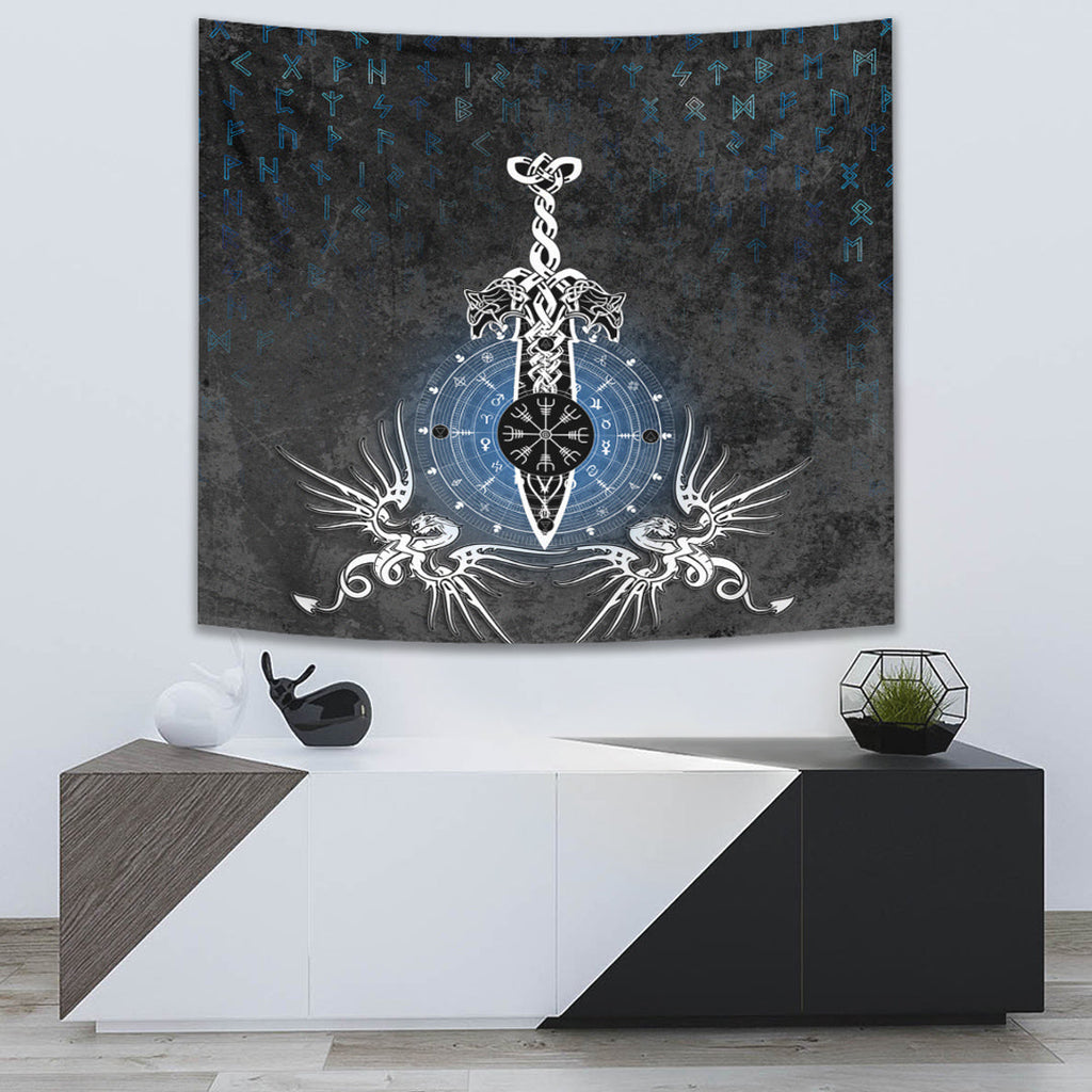 Tapestry - Dragon Compass Magical Sword Rune Tapestry