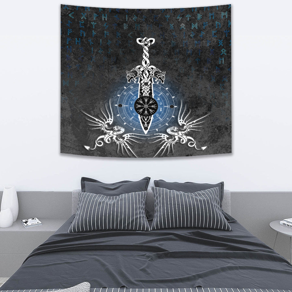 Tapestry - Dragon Compass Magical Sword Rune Tapestry