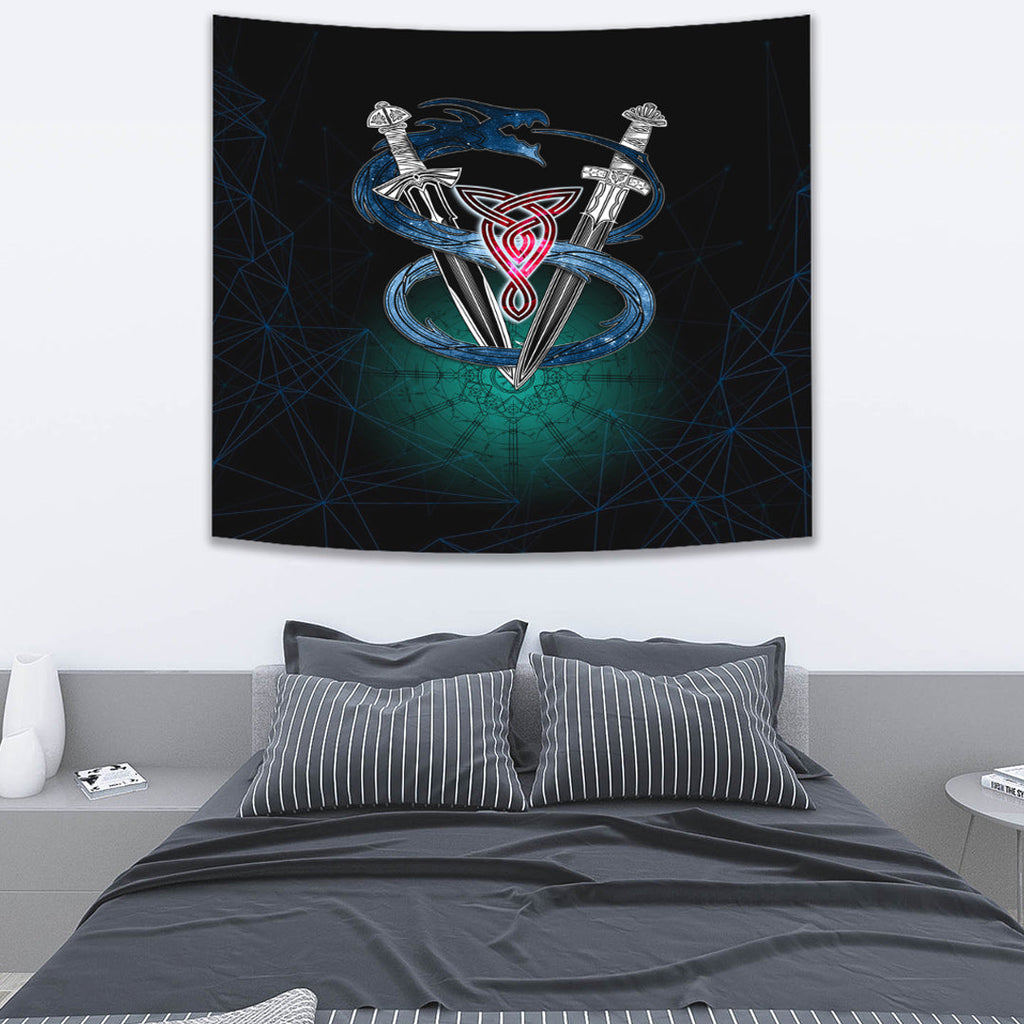 Tapestry - Dragon Sword Vegvisir Magic Tapestry