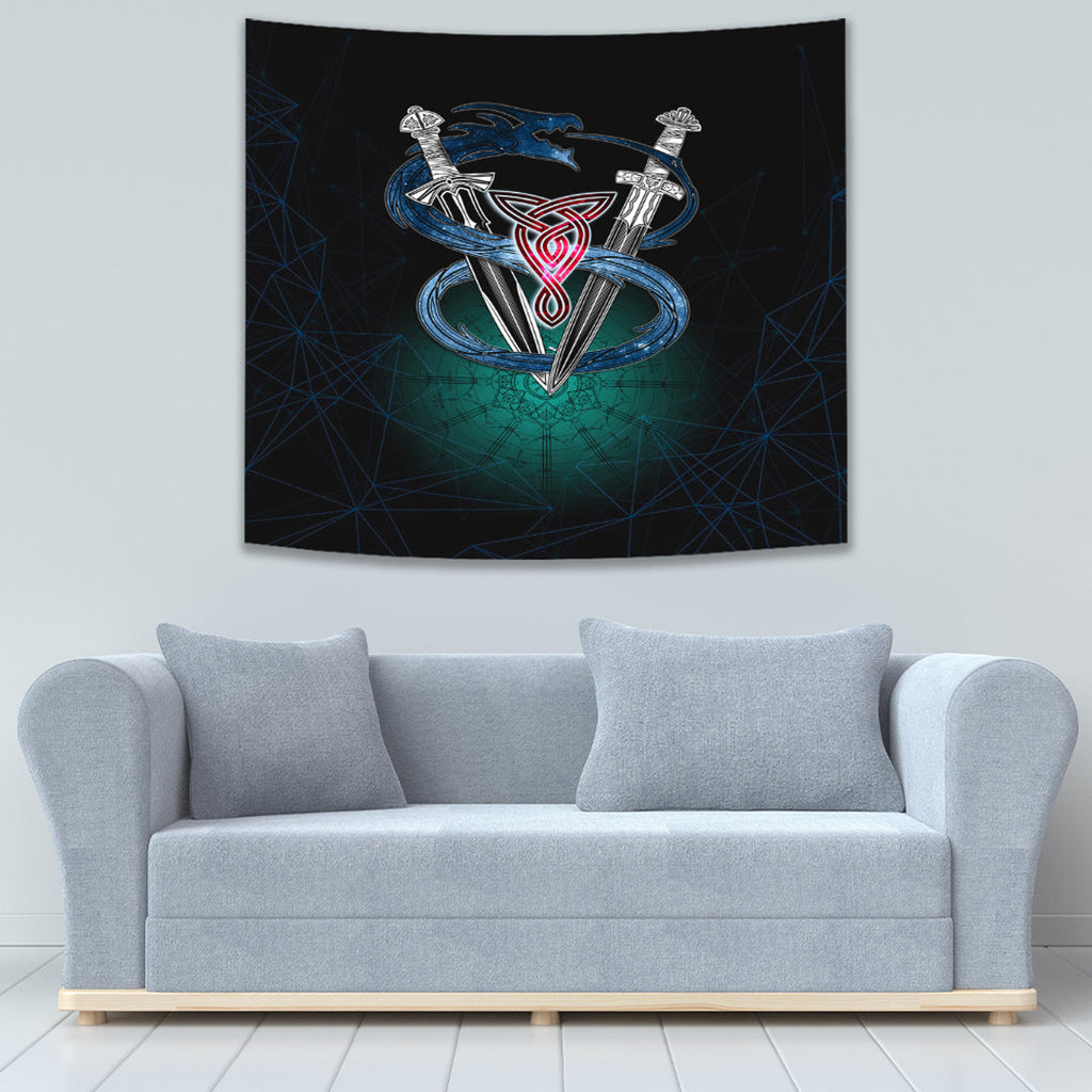 Tapestry - Dragon Sword Vegvisir Magic Tapestry