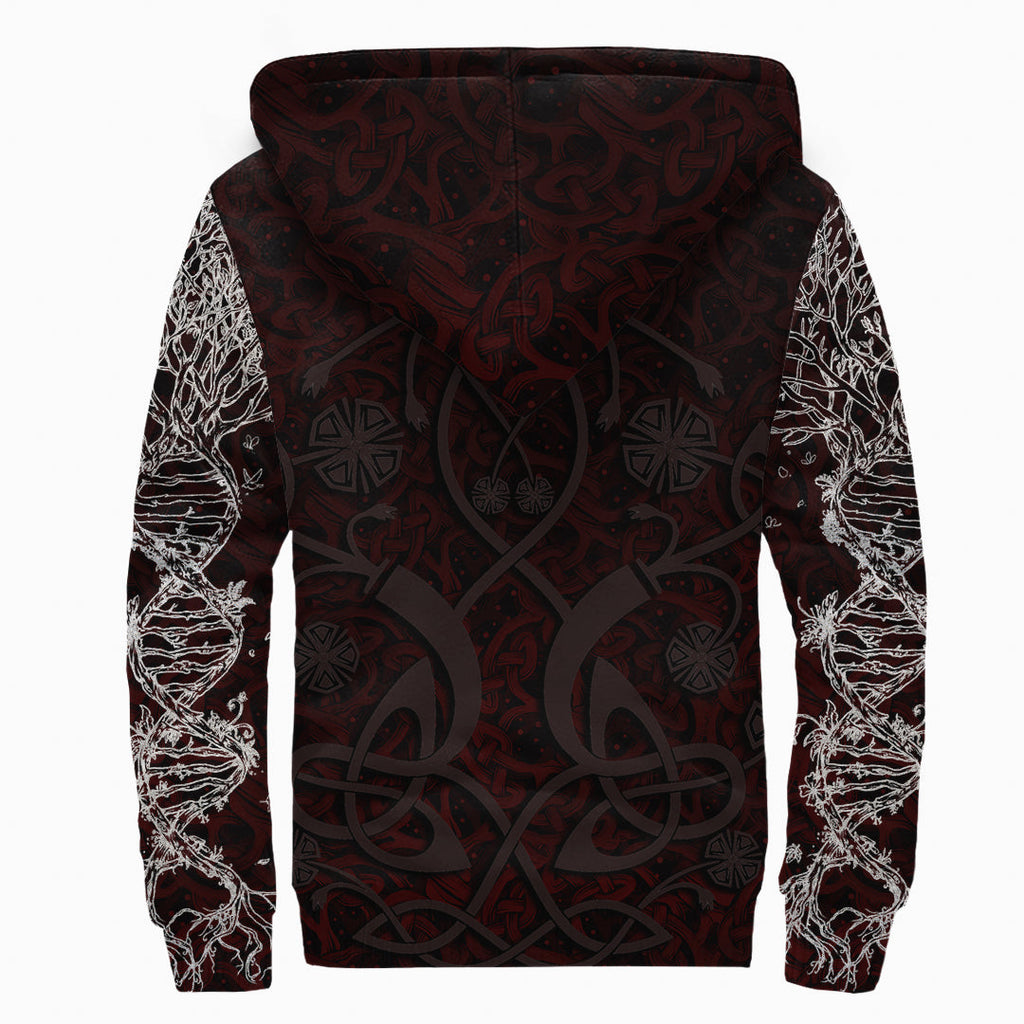 Sherpa Hoodie - Three Wolf With Yggdrasil