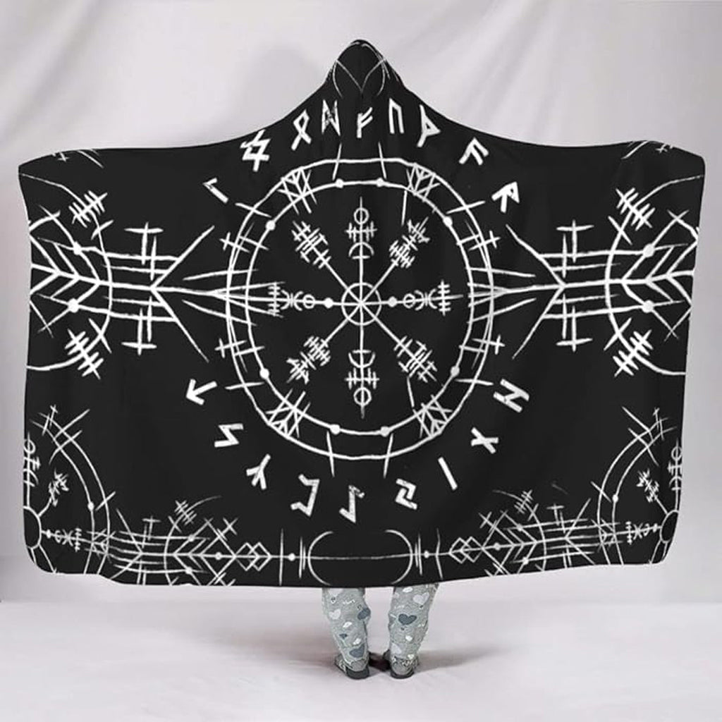 Hooded Blanket - Vegvisir Tattoo White