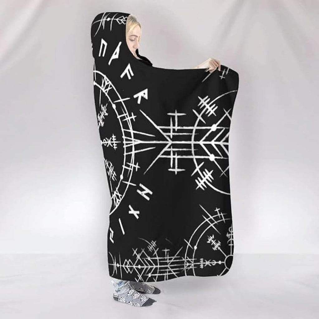 Hooded Blanket - Vegvisir Tattoo White